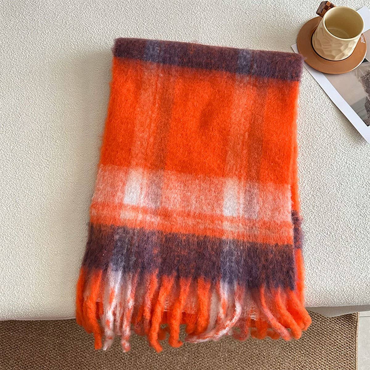 MINT CHECKERED OVERSIZED SCARF FOR WINTER_CWASC2323