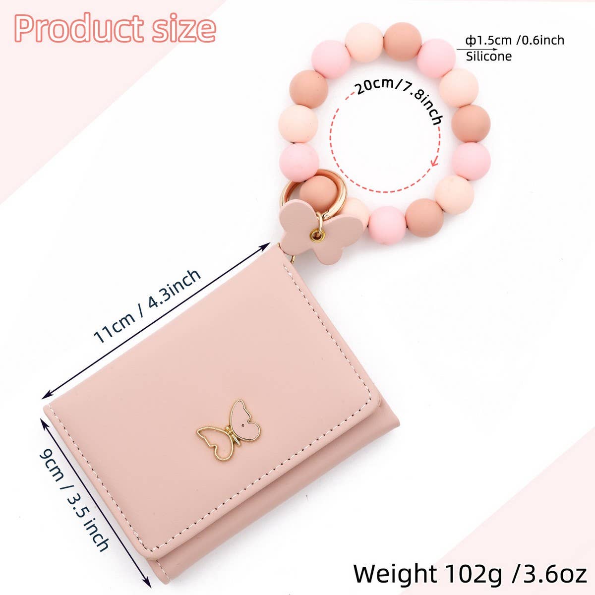 BUTTERFLY CARD HOLDER WALLET WITH KEYCHAIN BRACELET_CWAB4949