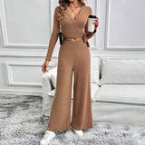 Solid Color Texture Basic Ladies Two-Piece Set
