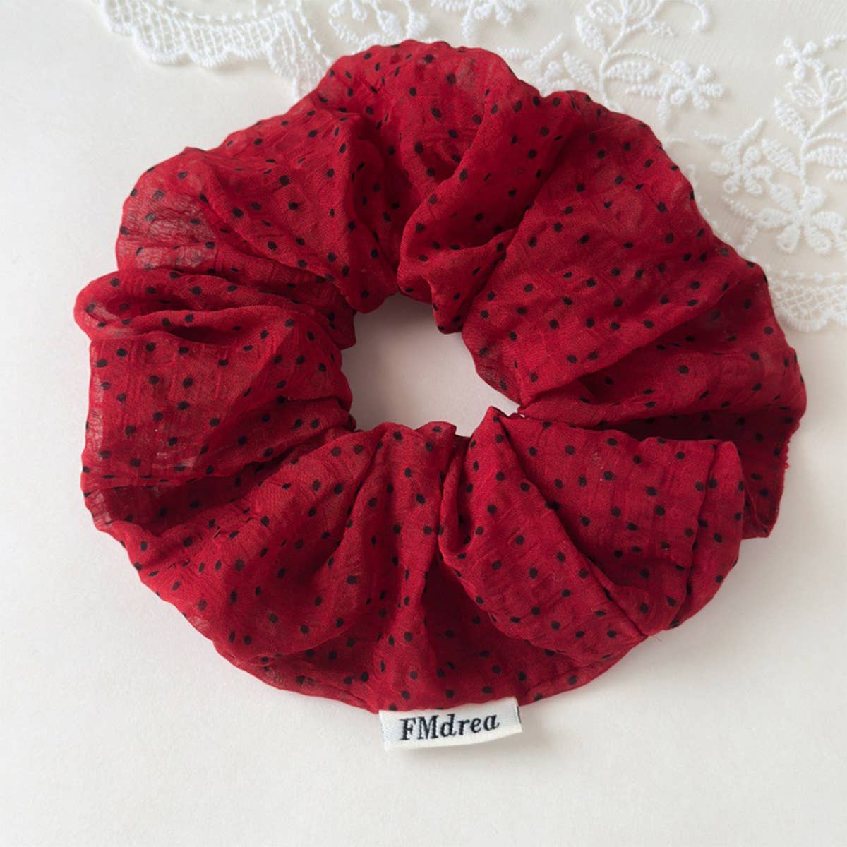 Vintage Polka Dot Large Hair Scrunchie_Cwaha07554