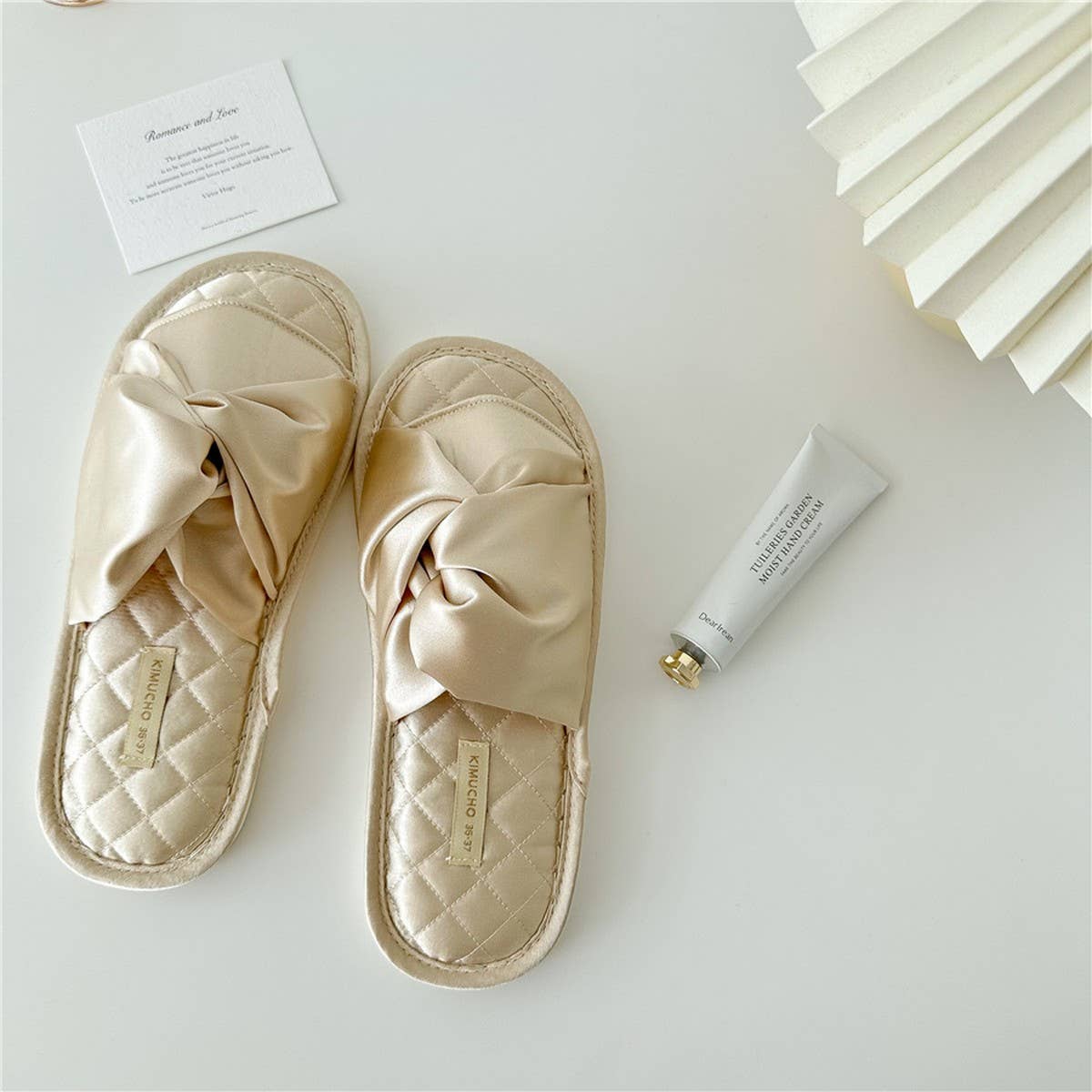 CROSS BOWKNOT FABRIC SLIPPERS INDOOR SLIPPERS_CWMM2976