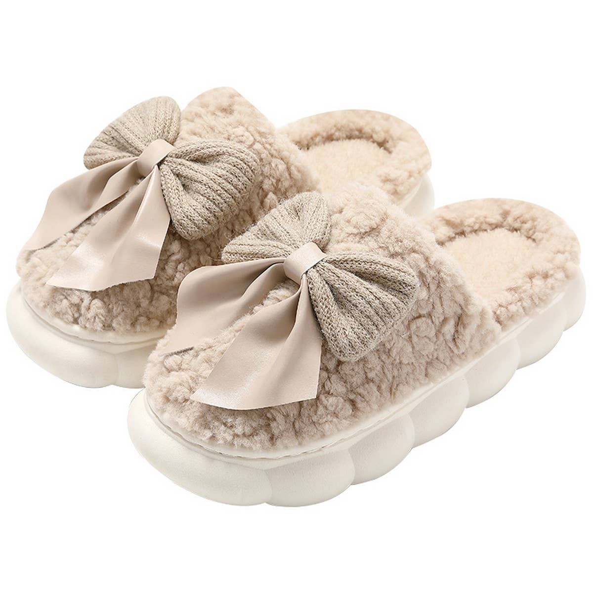 Women Bowknot Comfort Warm Indoor Slippers_Cwshs0296