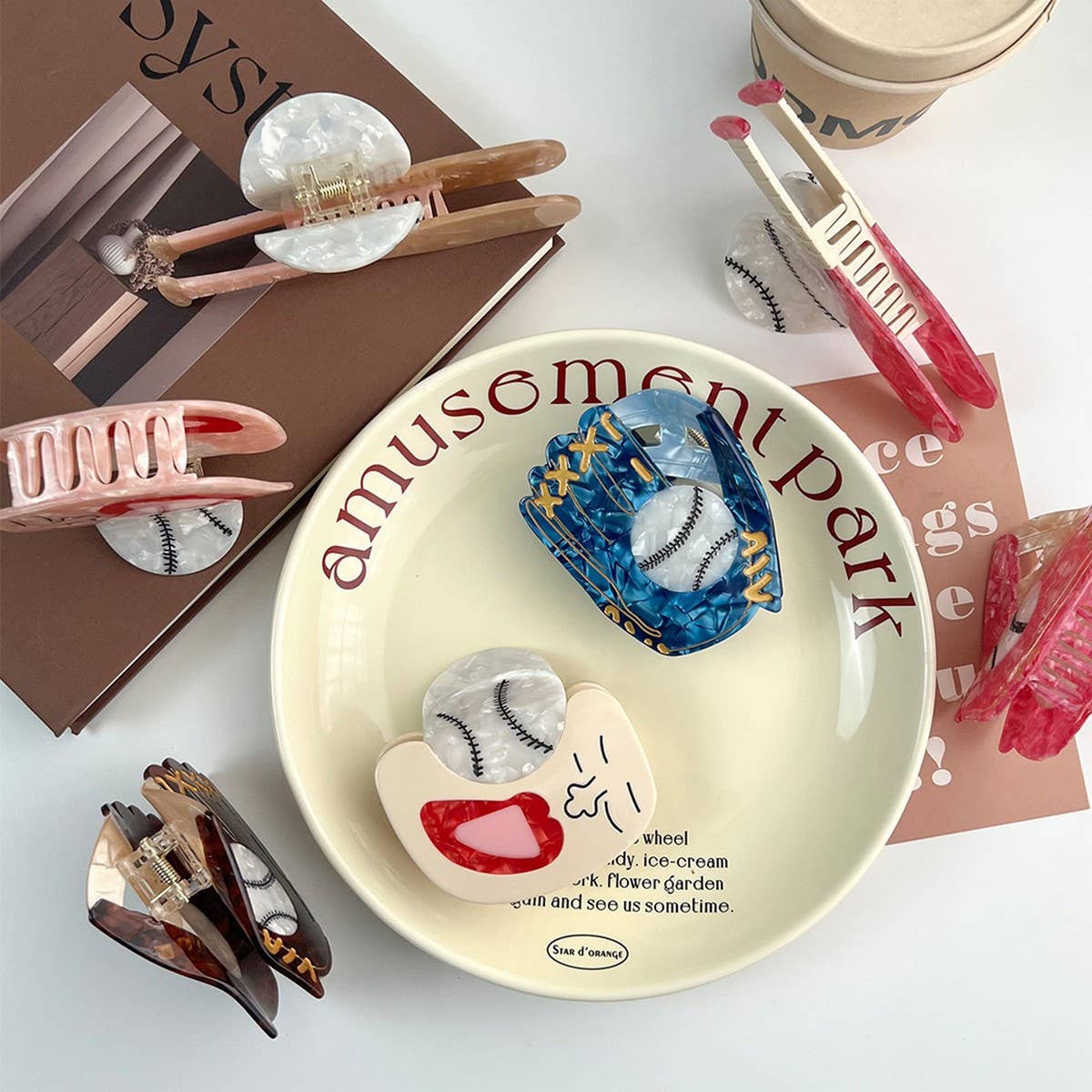 CREATIVE BASEBALL ACETATE CLAW CLIP CUTE FUN_CWAHA5832