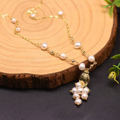 Womens All-Match Tulip Pendant Sweater Necklace