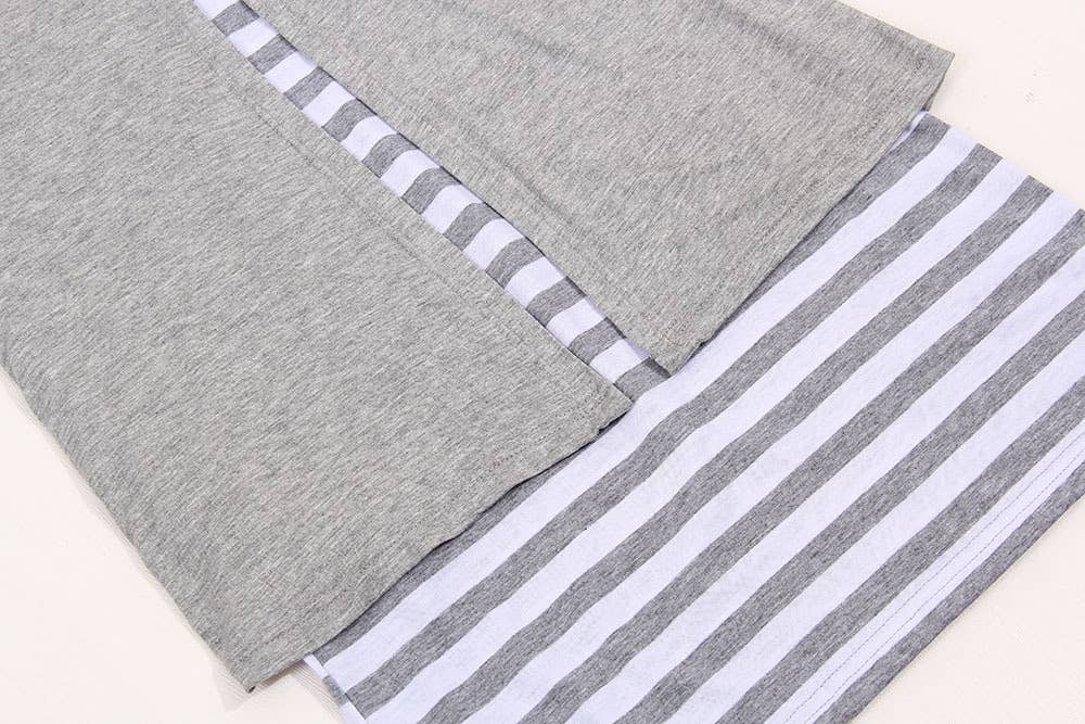 Two Fake Crew-Neck Stretch Striped T-Shirt