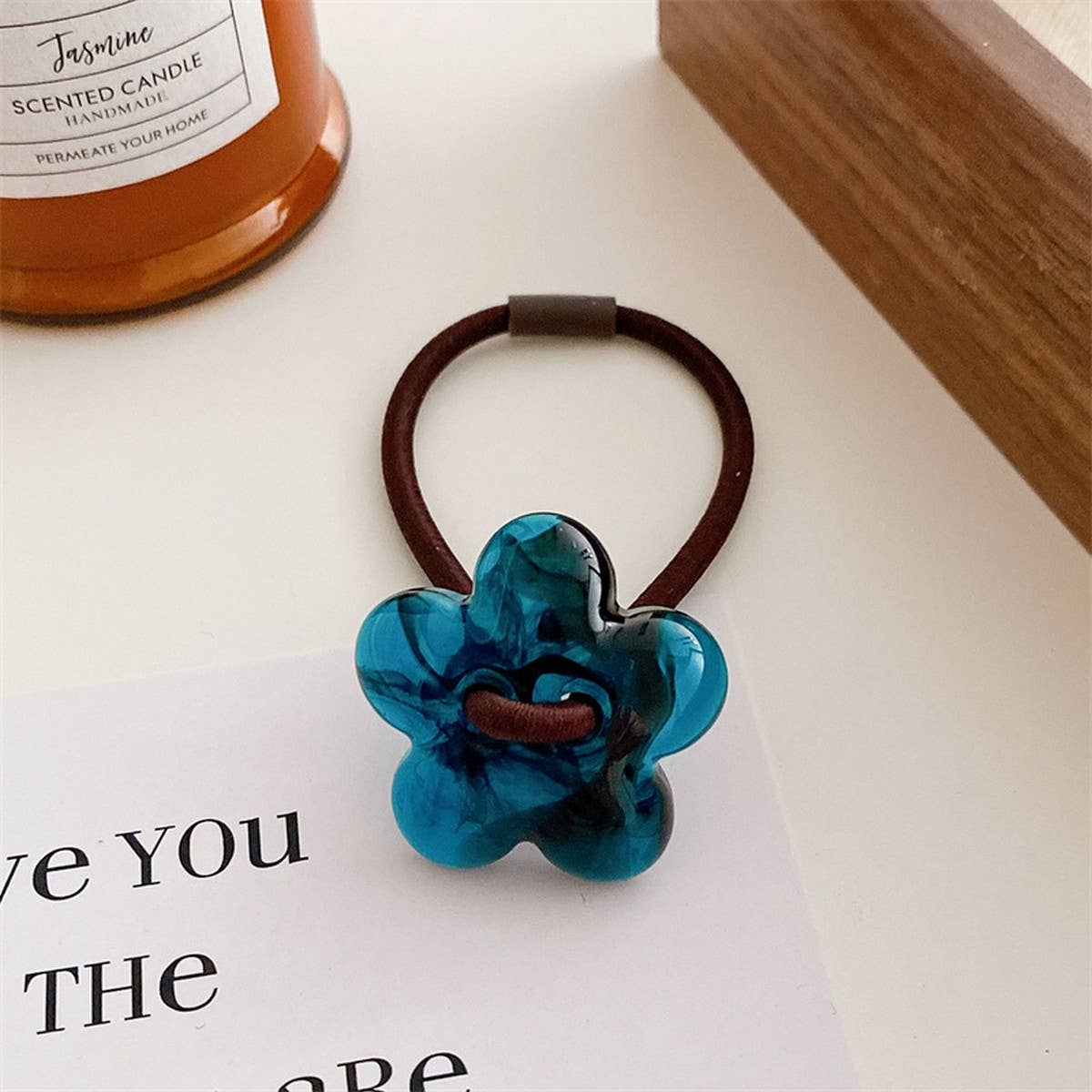 6PCS SET ACRYLIC BEAR FLOWER BOW HAIR TIES_CWAHA0337