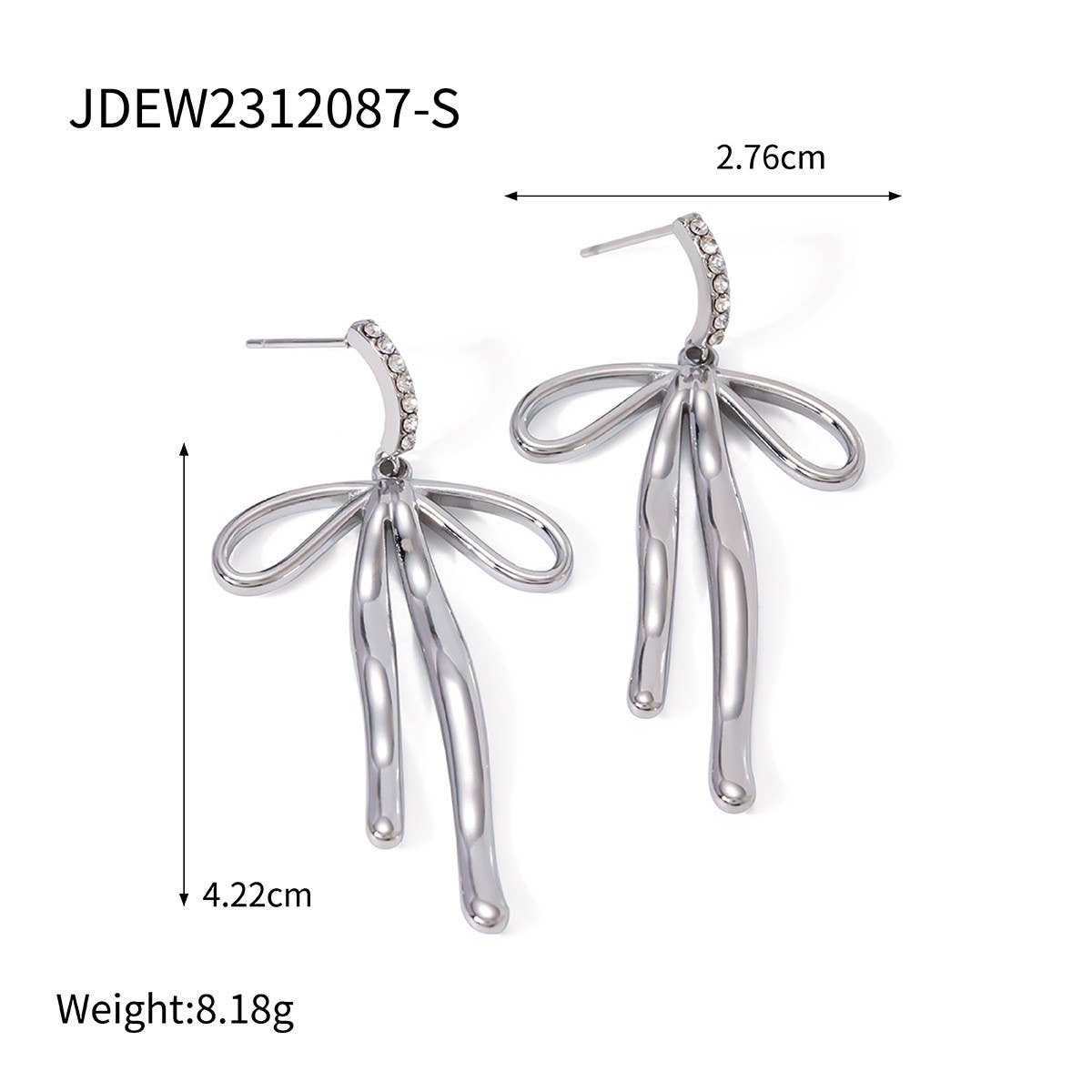 PERSONALITY FASHION 1 STEEL BOW PENDANT EARRINGS_CWAJE1880