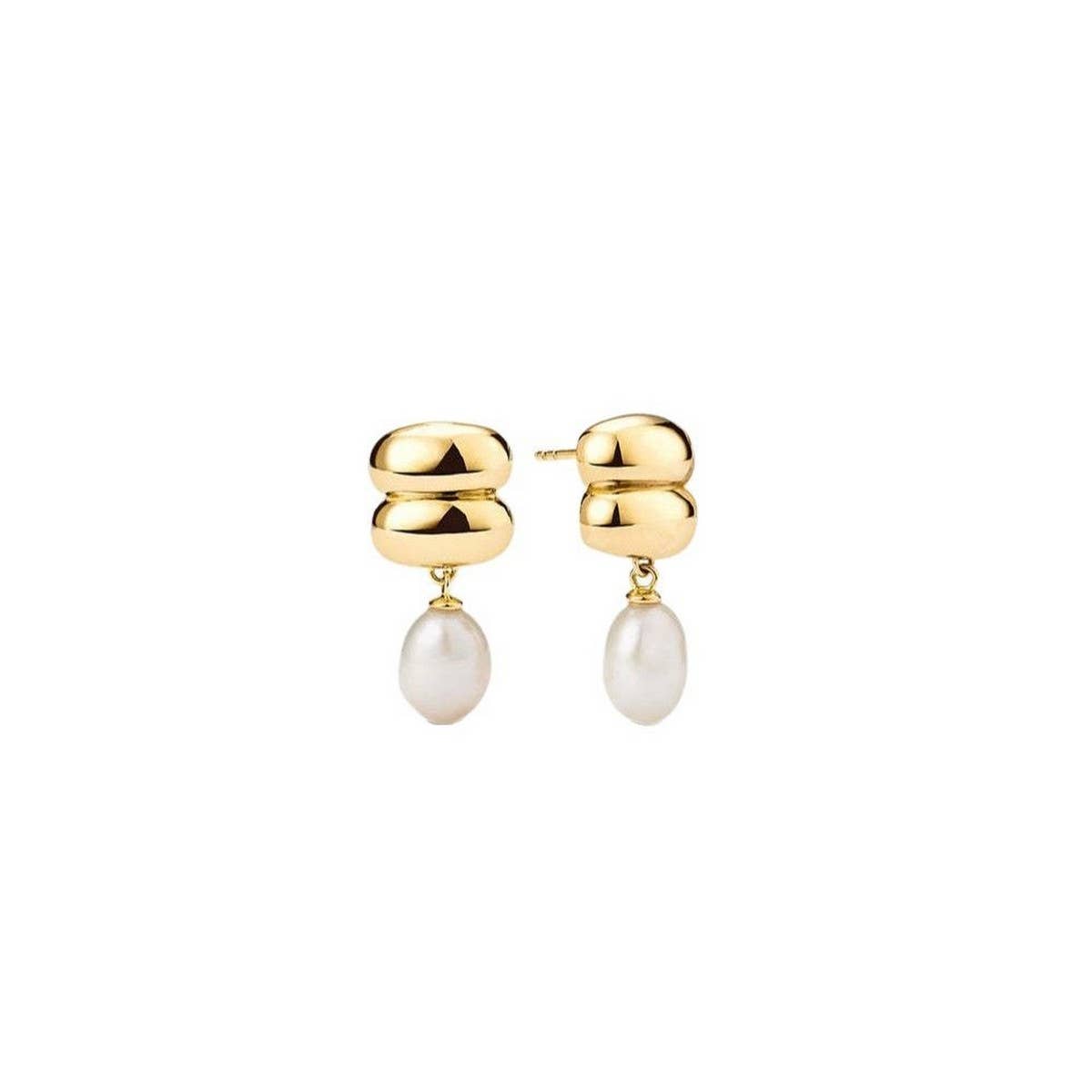 MINIMALIST IRREGULAR PEARL EARRINGS 18K GOLD STEEL_CWAJE5020