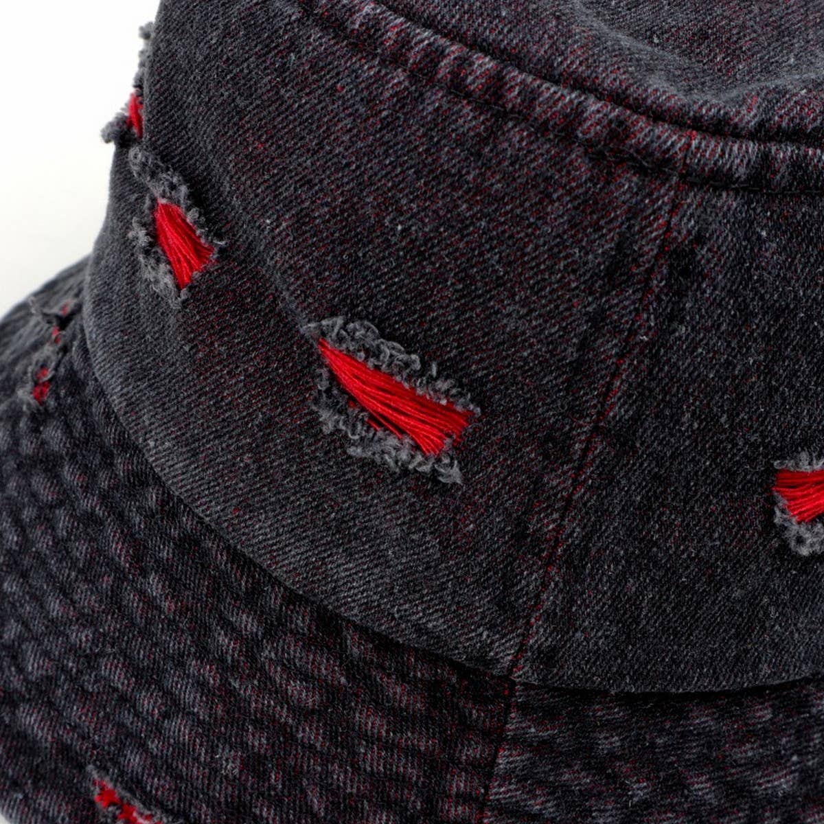 LETTER DENIM HOLE COLORBLOCK BUCKET HAT_CWAH1551