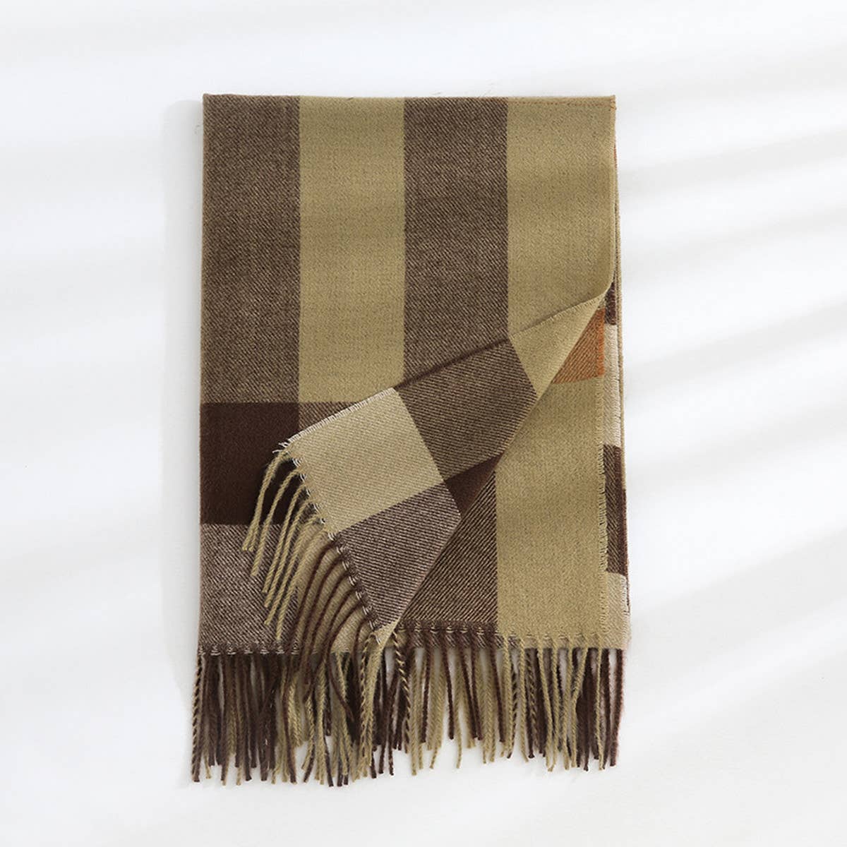 PLAID FAUX CASHMERE SCARF THICK WARM NECK WRAP_CWASC0242