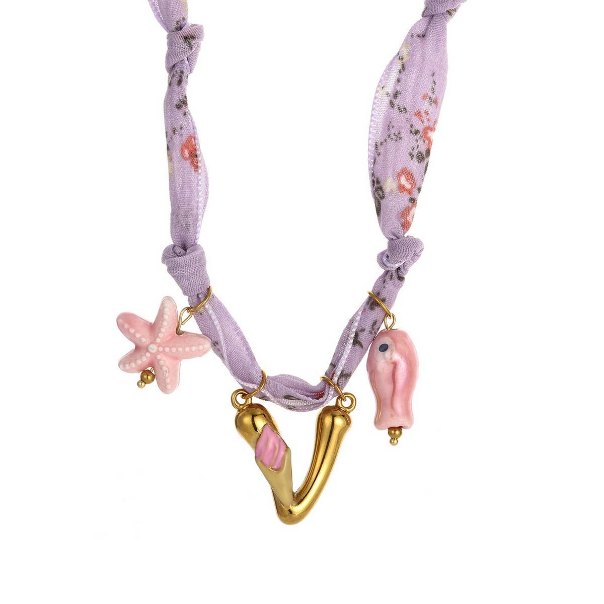 COLORFUL SCARF NECKLACE WITH FRUIT CHARMS_CWMM8801
