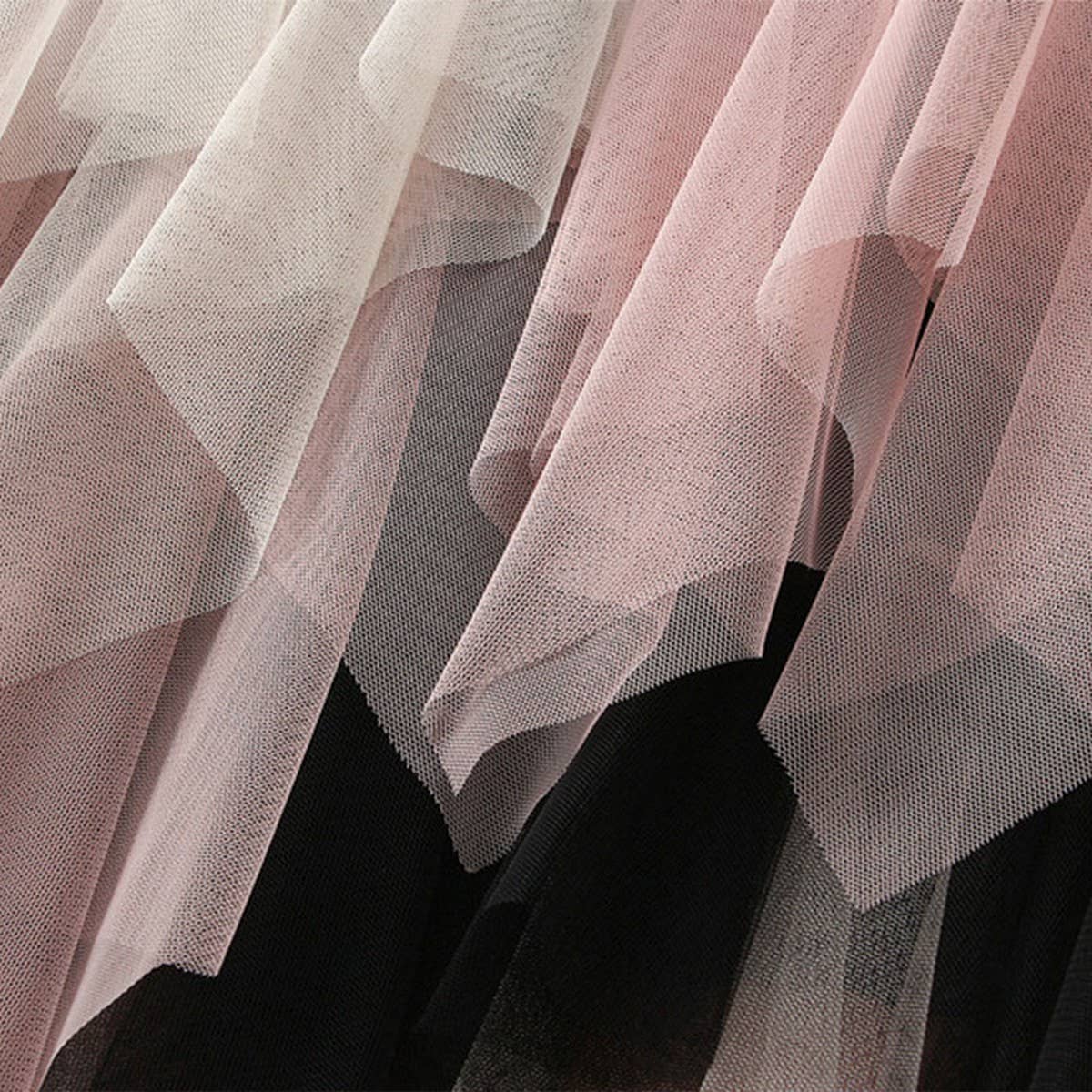 COLORBLOCK LAYERED TULLE IRREGULAR MIDI SKIRT_CWBMS0385