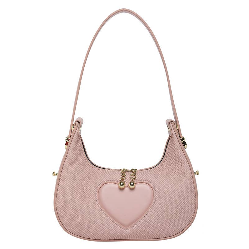 Solid-Color Simple Heart-Shaped Underarm Bag
