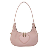 Solid-Color Simple Heart-Shaped Underarm Bag