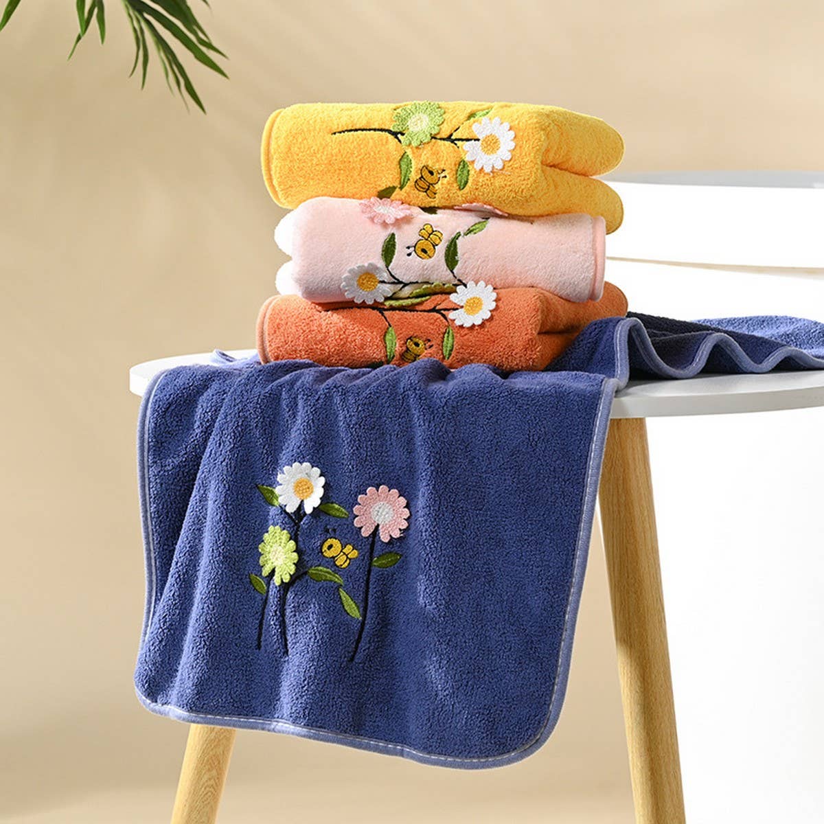 CORAL FLEECE FLOWER SQUARE TOWEL BATH TOWEL SET_CWMM2327