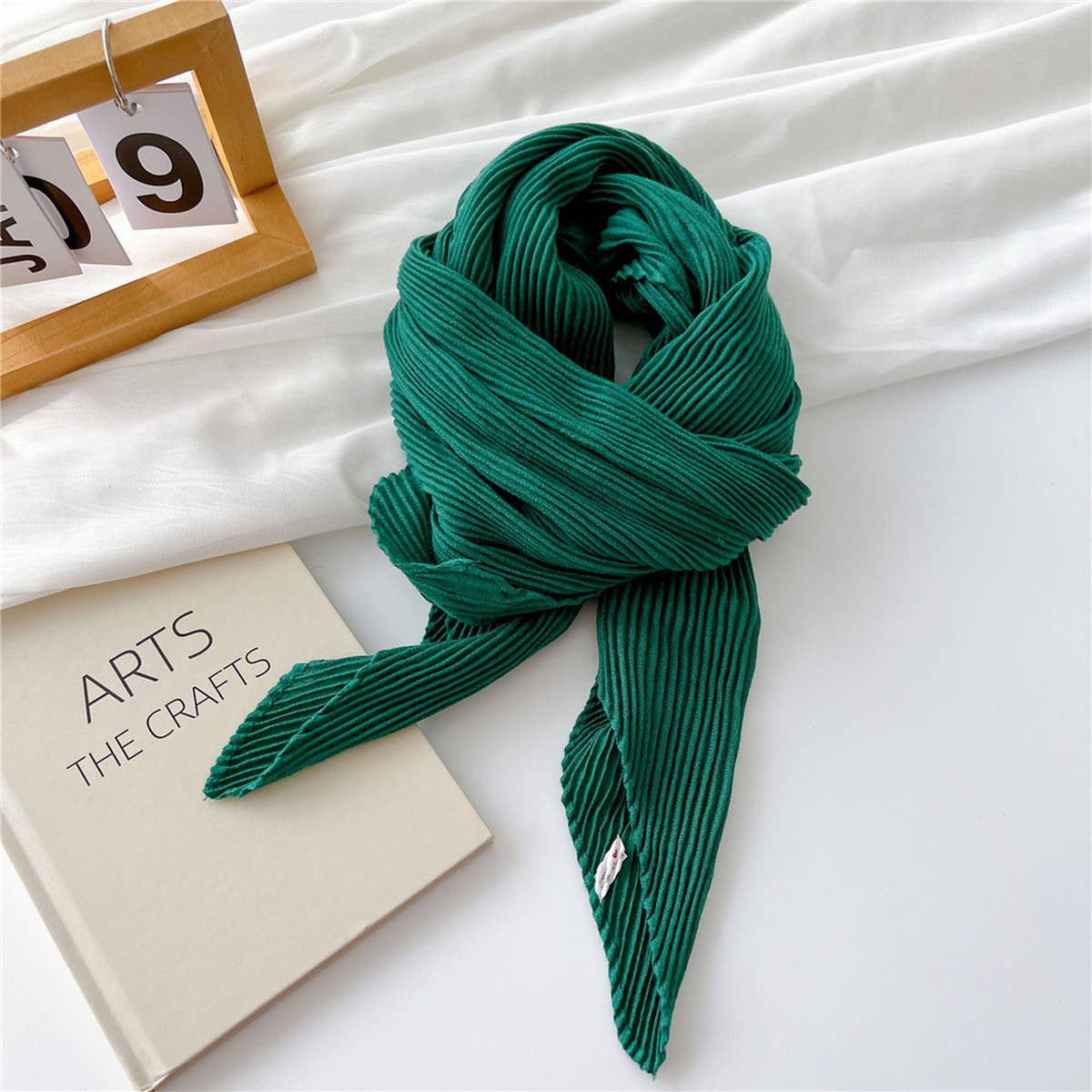 Cwasc2389_Wrinkled Solid Color Cotton And Linen Scarf