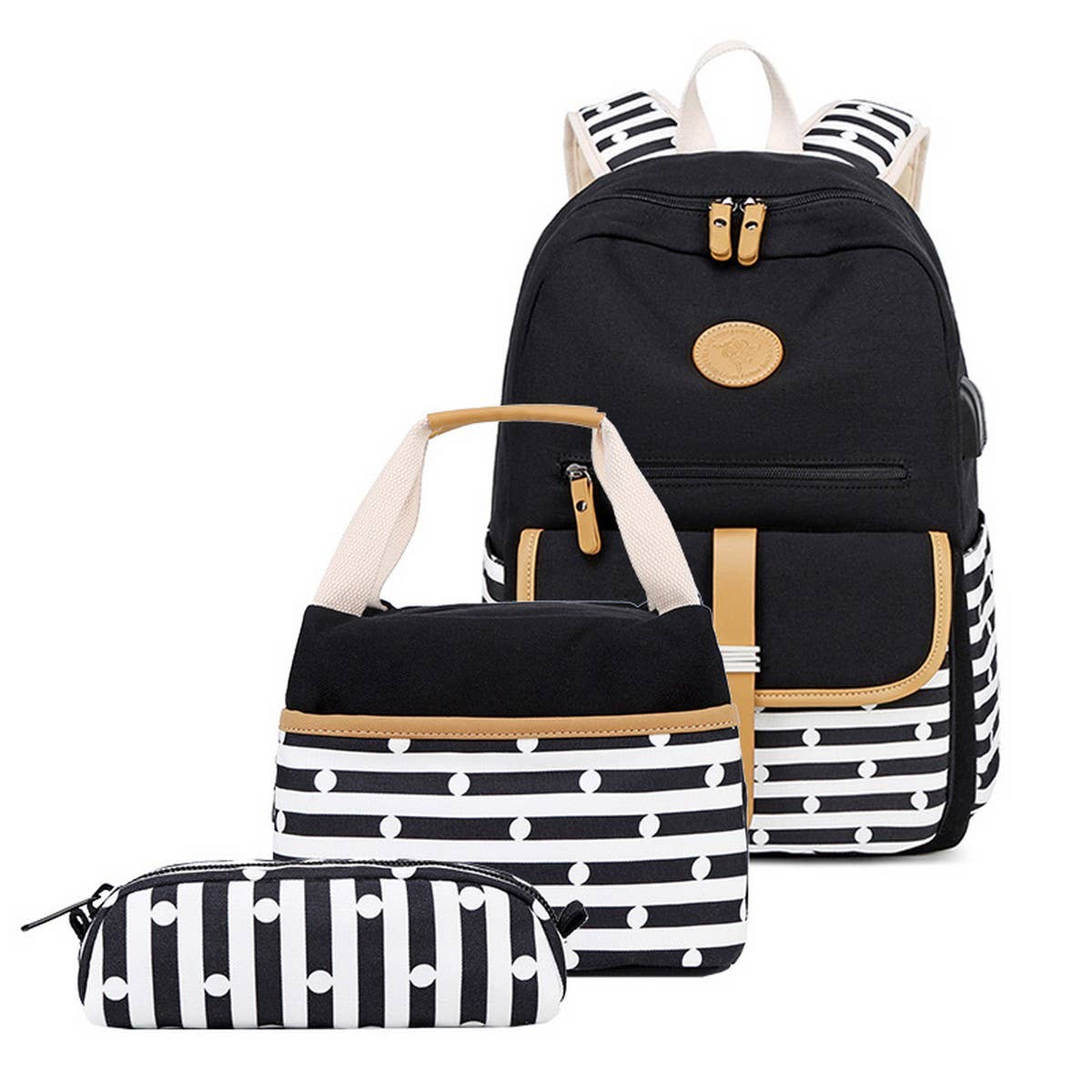 STRIPED BACKPACKS FOR SCHOOL GIRLS TRAVEL BAG_CWAB5497