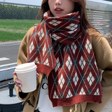 PLAID SCARF FOR WOMEN THICK KNIT WINTER WARMTH_CWASC0149