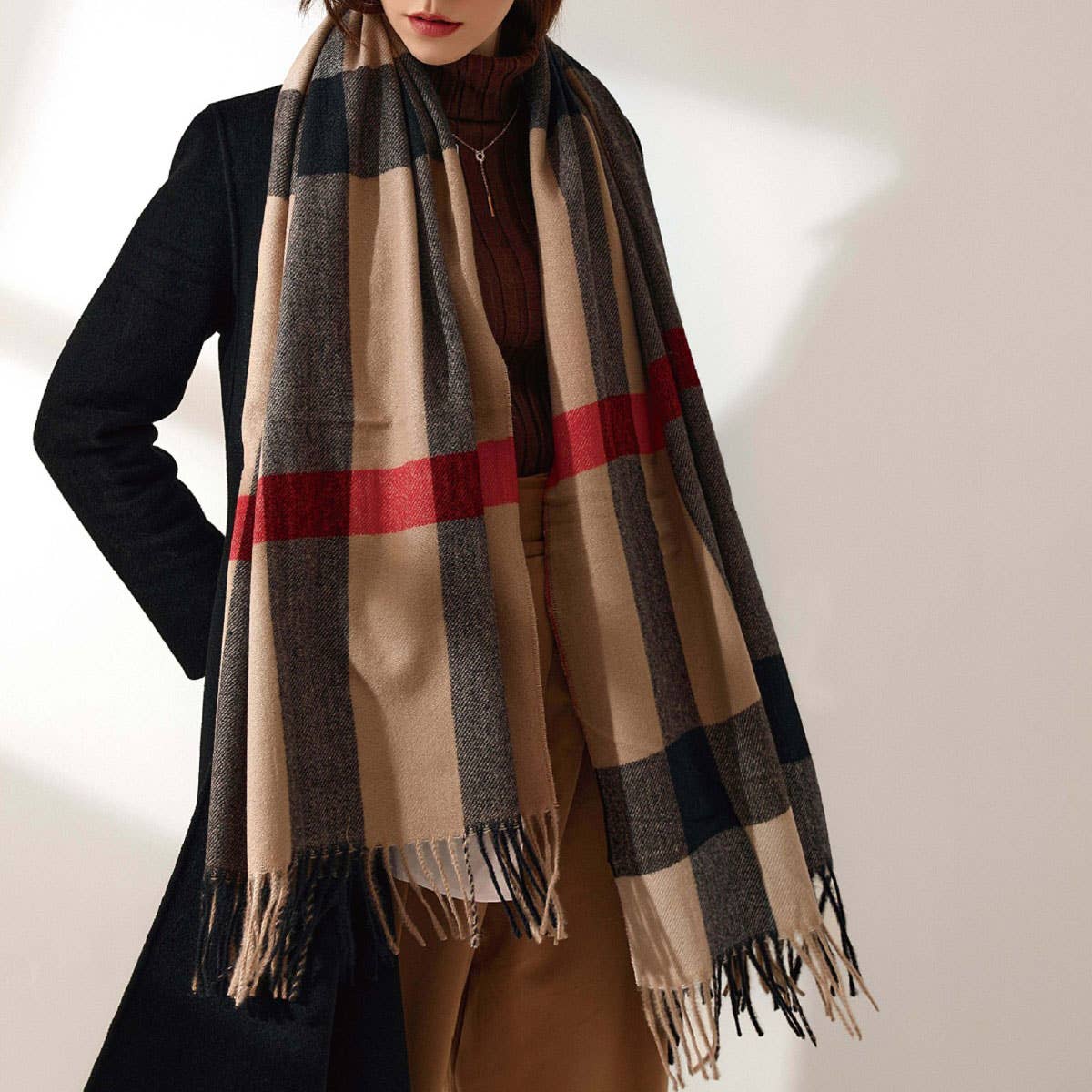 2025 FASHION PLAID TASSEL SCARF WINTER WARMTH_CWASC0185