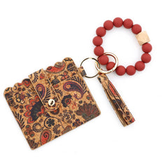 SILICONE BEAD KEYCHAIN CORK CARD WALLET WITH PRINT_CWAB4951