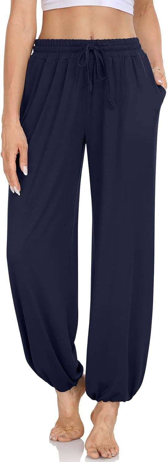 Solid-Colored Drawstring And Loose Trousers