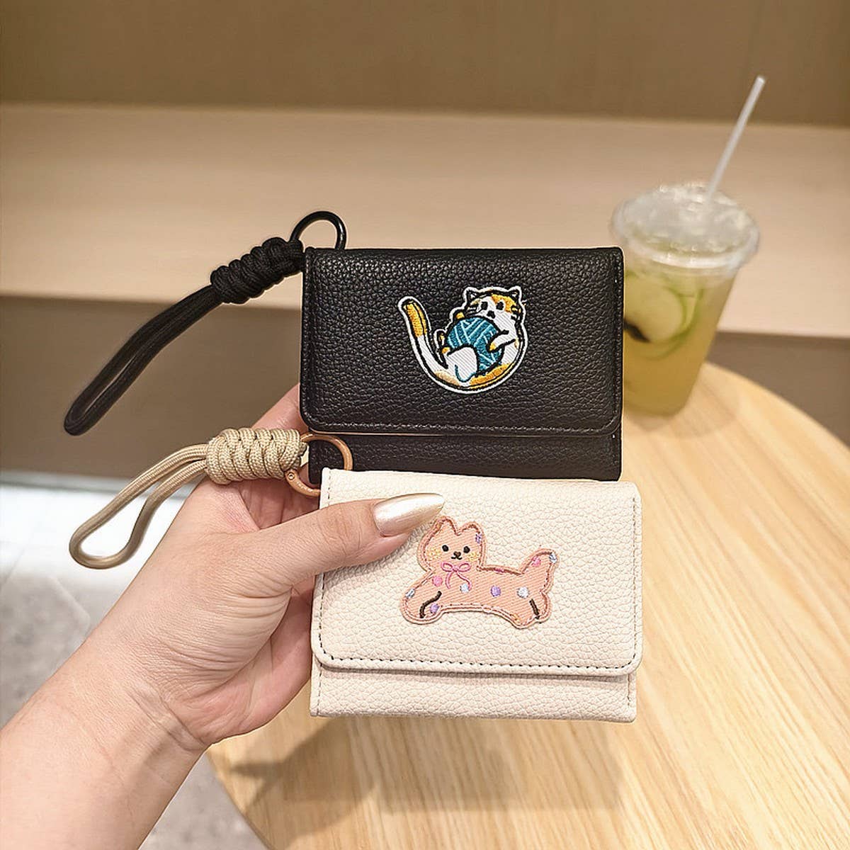 Cute Cartoon Cat Patch Trifold Short Wallet_Cwab06200