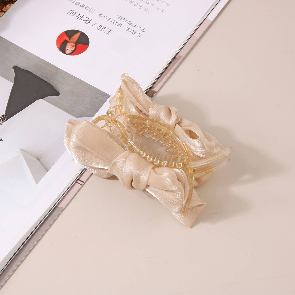 MESH BOW HAIR CLAW PRINCESS STYLE UPDO CLIP_CWAHA0466