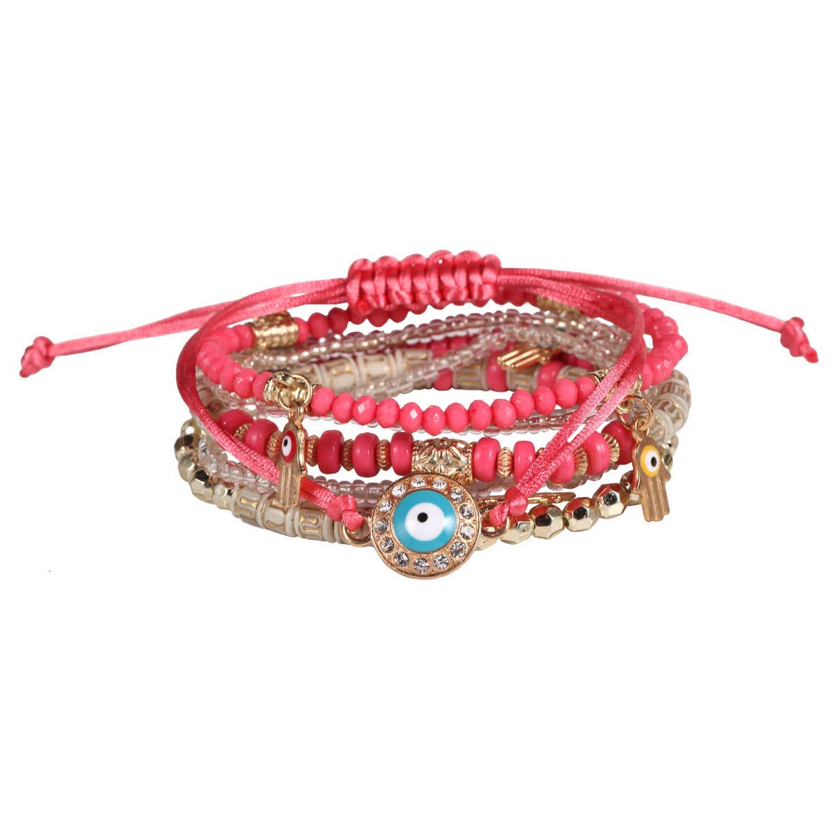 HANDMADE BEADED EVIL EYE LAYERED BRACELET_CWAJE2211