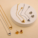 Womens Stainle Steel Heart Jewelry 3-Piece Set_Cwmm8880