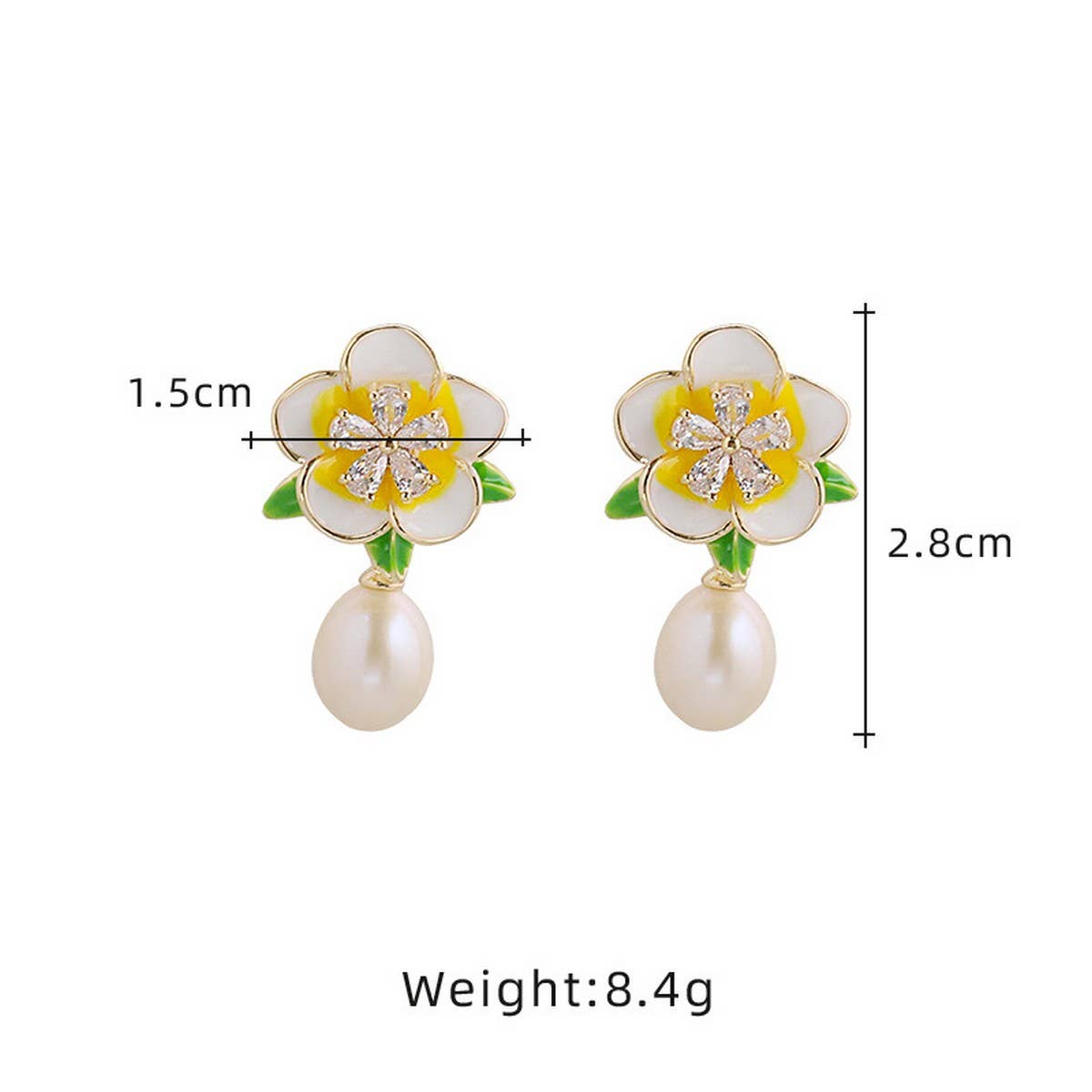 NEW RETRO SWEET DESIGN CAMELLIA PEARL EARRINGS_CWAJE3779