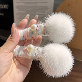 FUZZY MINK FUR BALL HAIR CLIP WINTER DUCKBILL PIN_CWMM2508