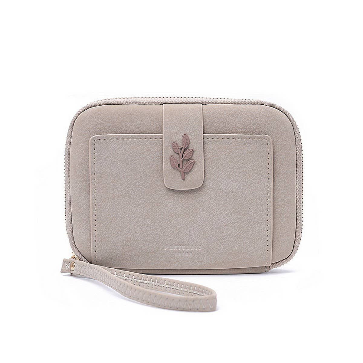 New Solid Leaf Decor Zipper Short Wallet_Cwab06258