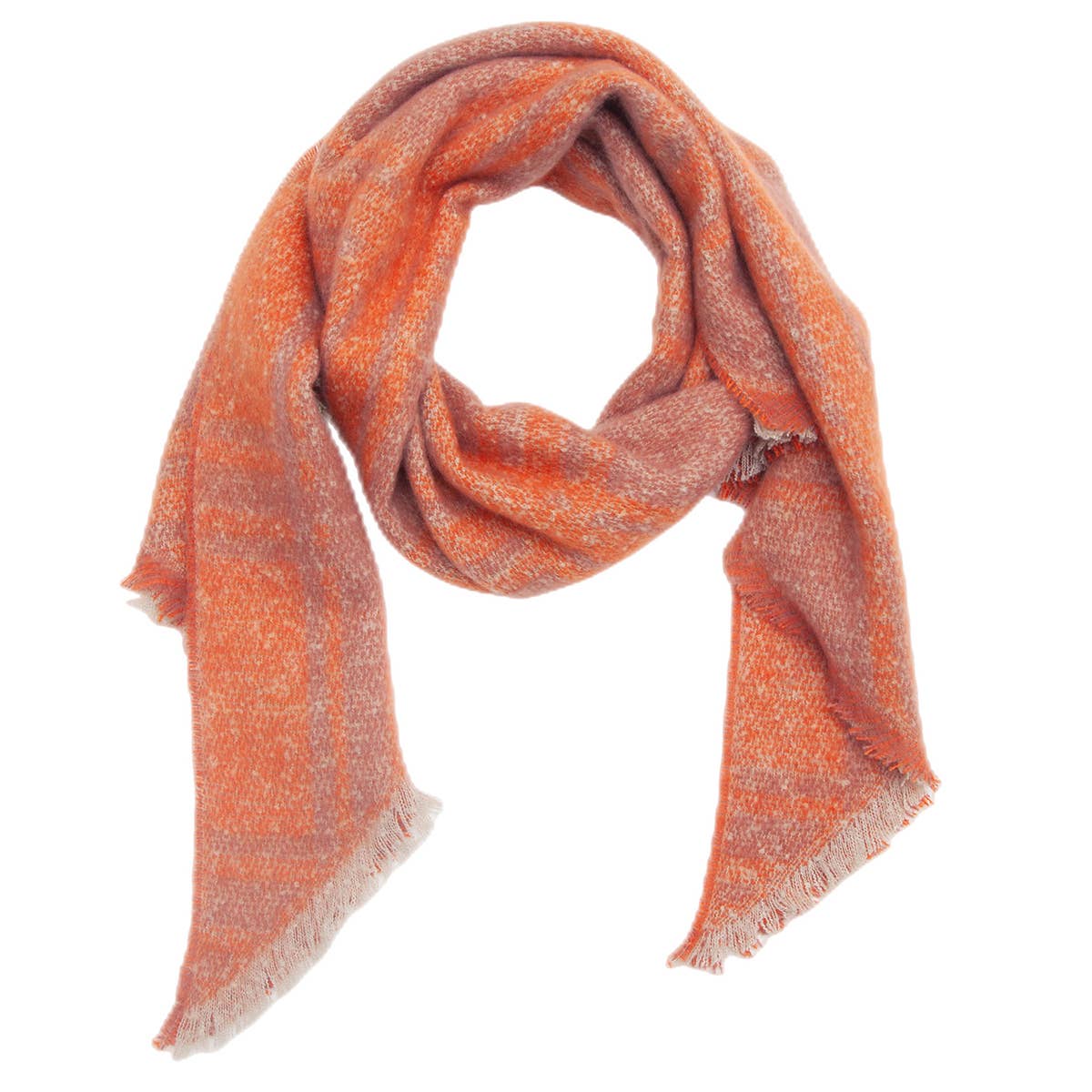 JACQUARD GRID ANGLED SCARF WINTER LOOP YARN WRAP_CWASC0159