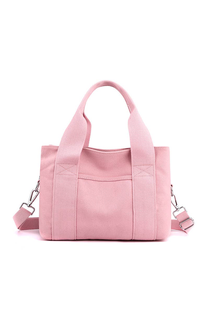 SIMPLE SQUARE HANDLE CANVAS CROSS BODY BAG_CUAB0105