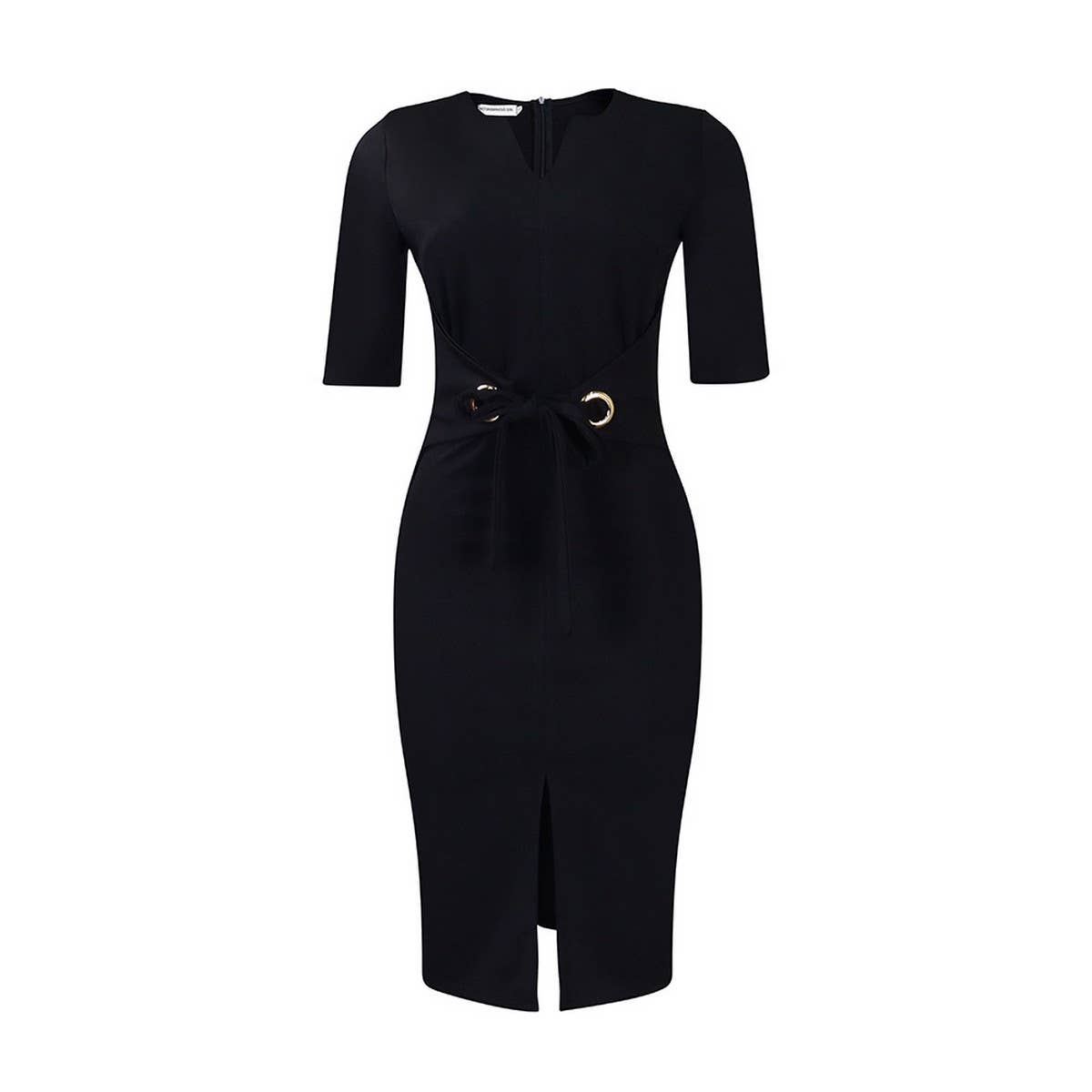 V-Neck Solid Color Hip-Hugging Elegant Dress_Cwdmd3680