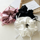 BALL HEAD RUBBER BAND RIBBON BOW HAIR TIE_CWAHA1353