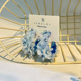 HANDMADE PEARL FLOWER C SHAPED EARRINGS_CWMM6275