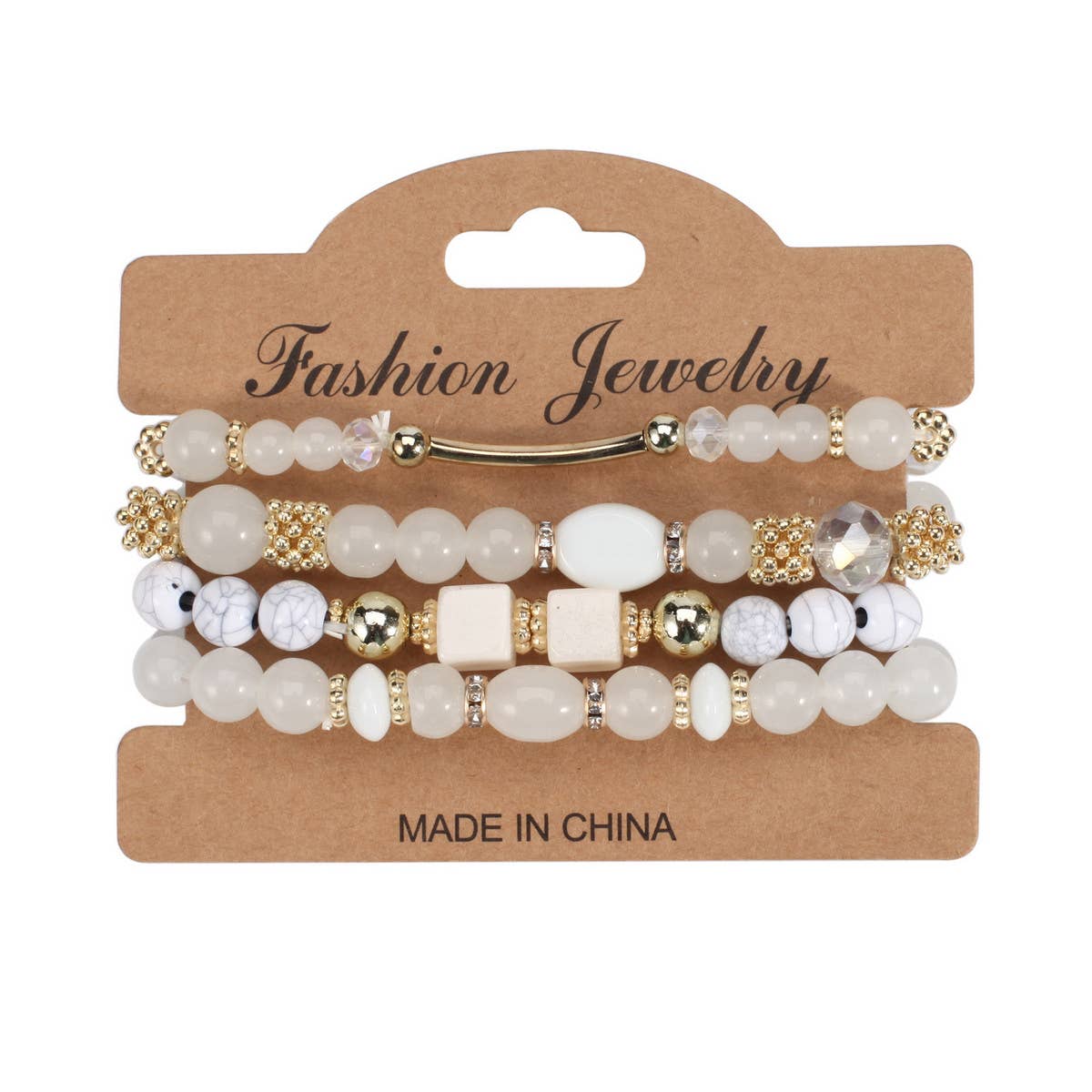 MULTI LAYERED MARBLED BEADED ELASTIC CORD BRACELET_CWAJE2224