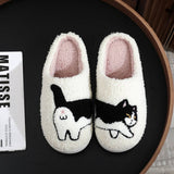 FUNNY EGG CAT EMBROIDERED COTTON SLIPPERS_CWSHS0859