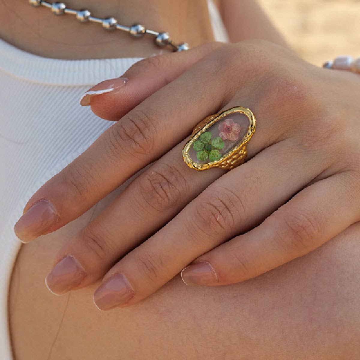 IMMORTAL FLOWER STAINLESS STEEL RINGS FOR WOMEN_CWAJE0610