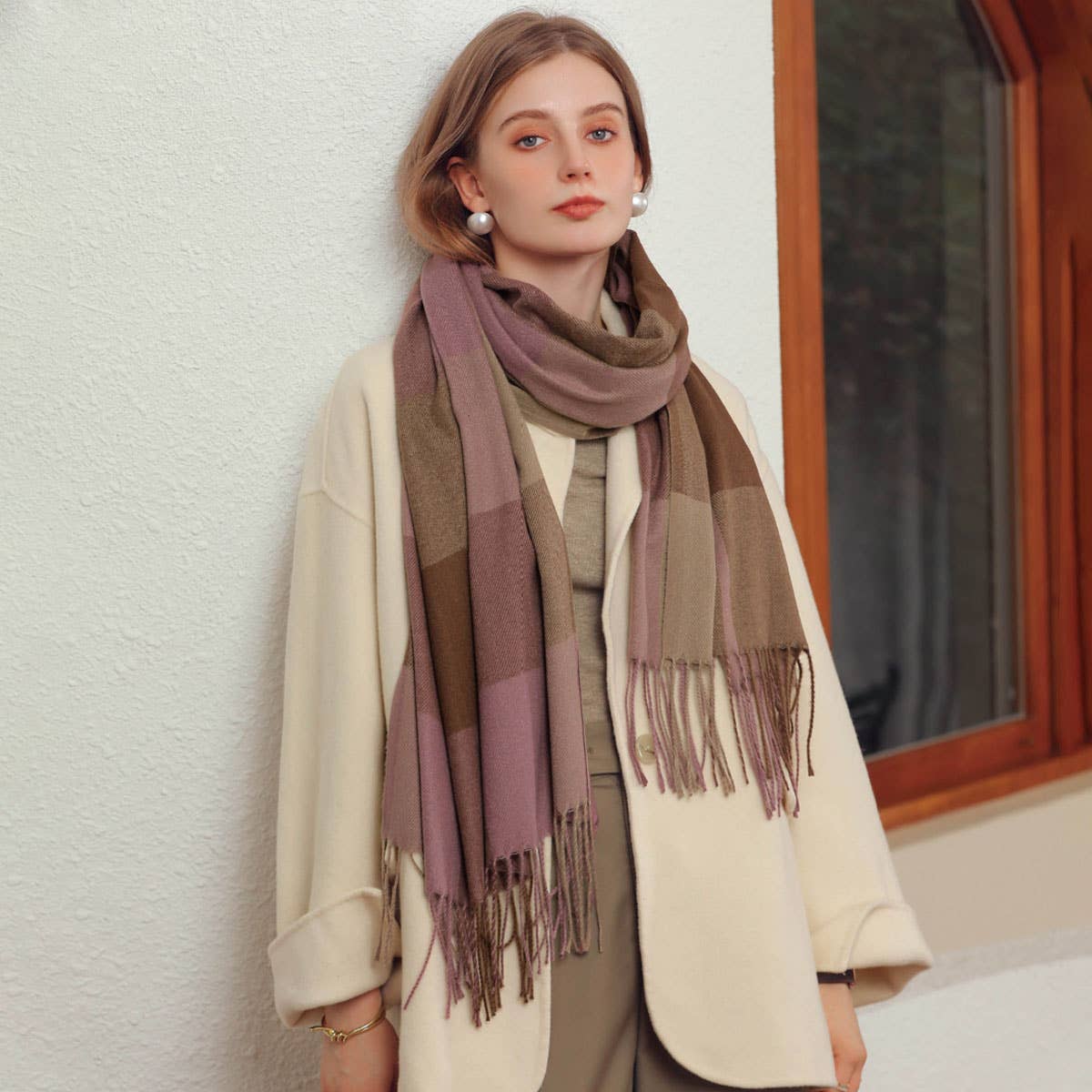 PLAID WINTER SCARF SOFT THICK FRINGE SHAWL 2025_CWASC0168