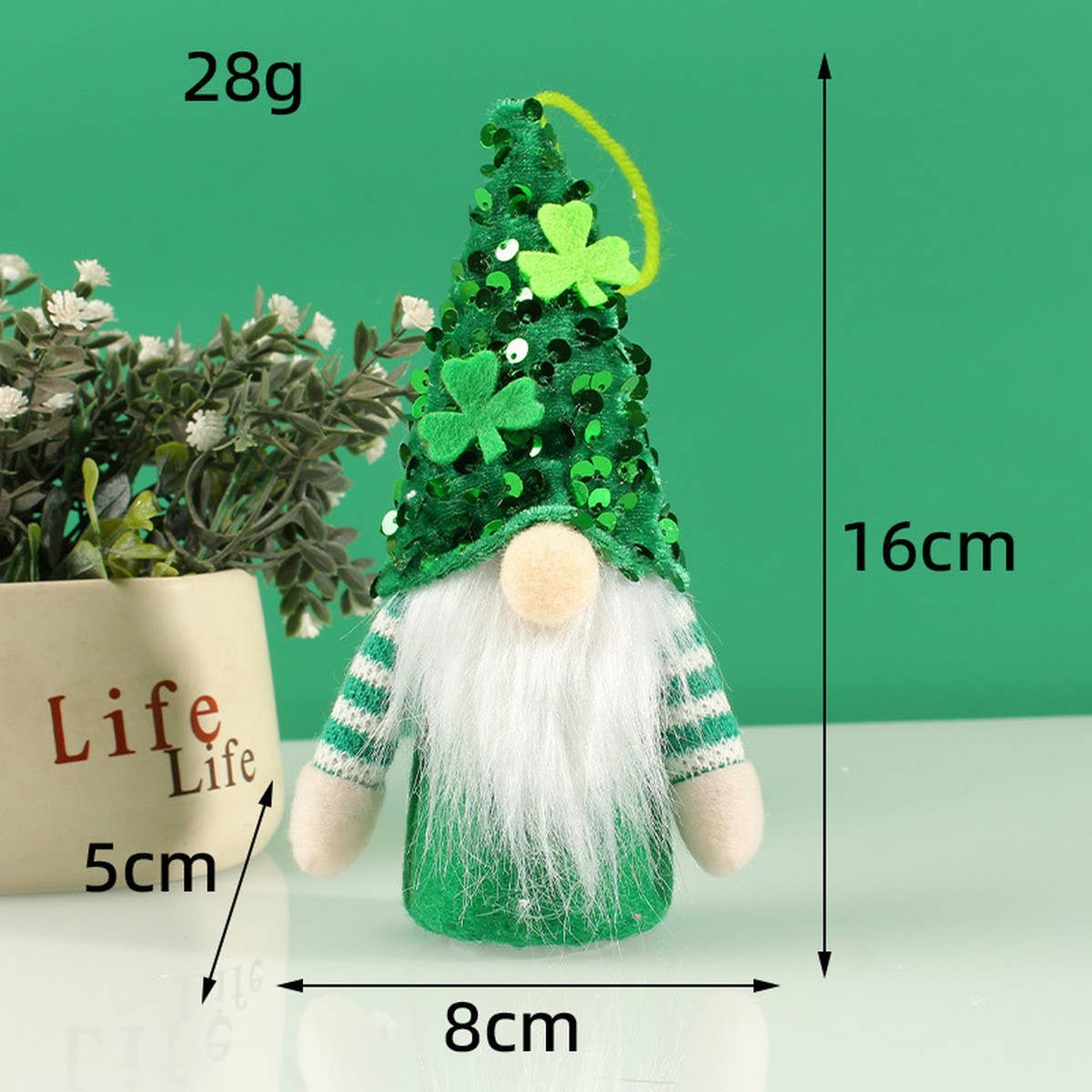 ST PATRICKS DAY SEQUIN HAT LIGHT UP ELF DOLL_CWMM3455