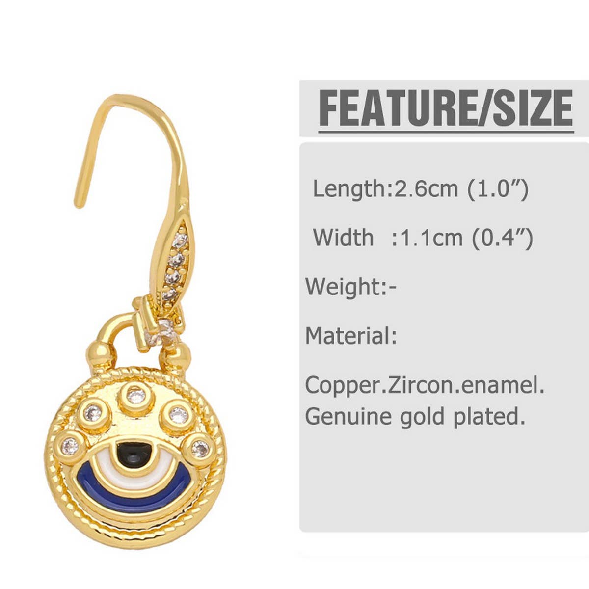 COLORED ZIRCON DEVILS EYE PENDANT EARRINGS_CWAJE1004