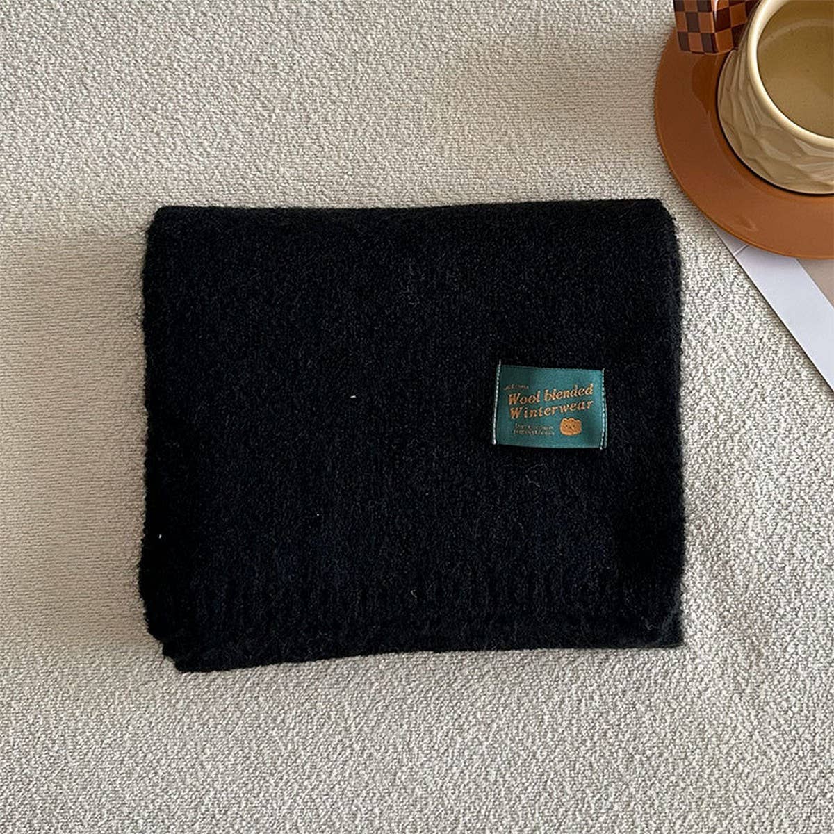 SOLID WOOL BLEND KNIT SCARF FOR WOMEN WARMTH_CWASC2284