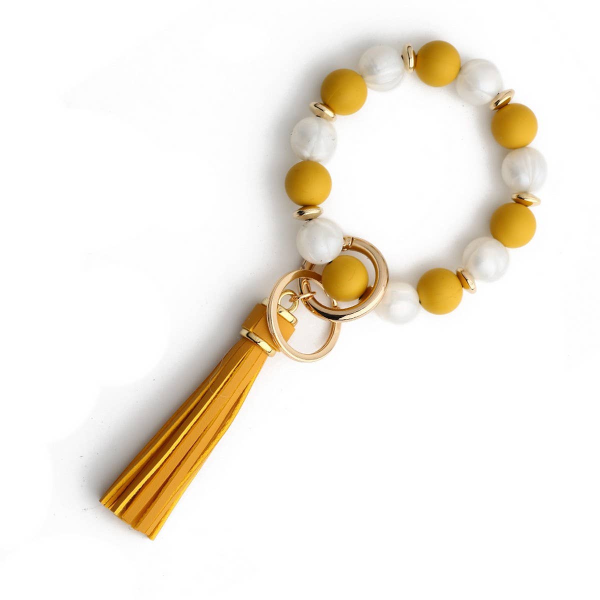 SILICONE BEAD TASSEL KEYCHAIN WITH WOODEN BEADS_CWAB5078