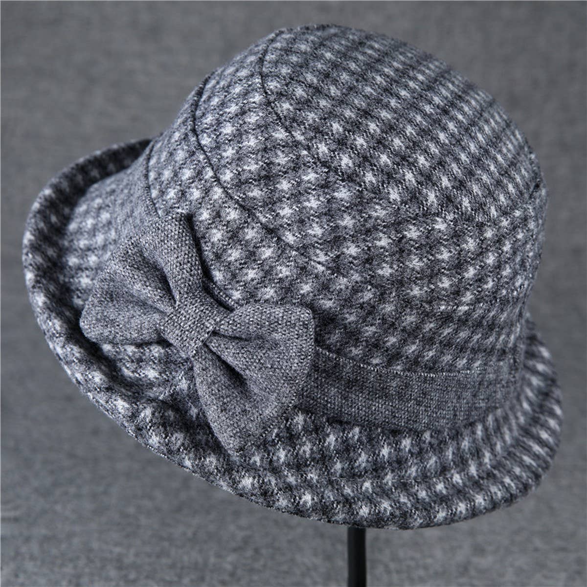 THICKENED WARM CURLED BOW RETRO BUCKET HAT_CWAH1795