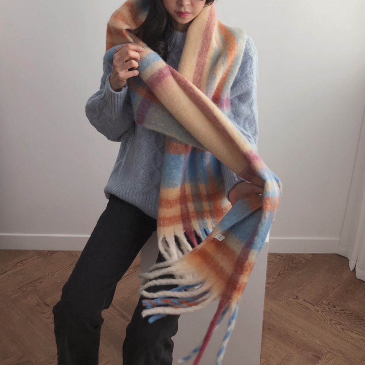 THICK BRUSHED AC SCARF SWEET WINTER WRAP_CWASC2694
