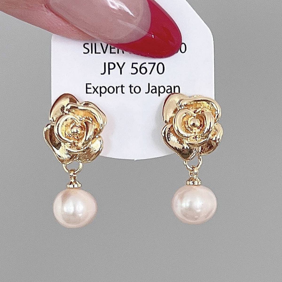 Vintage Bead Rose Earrings