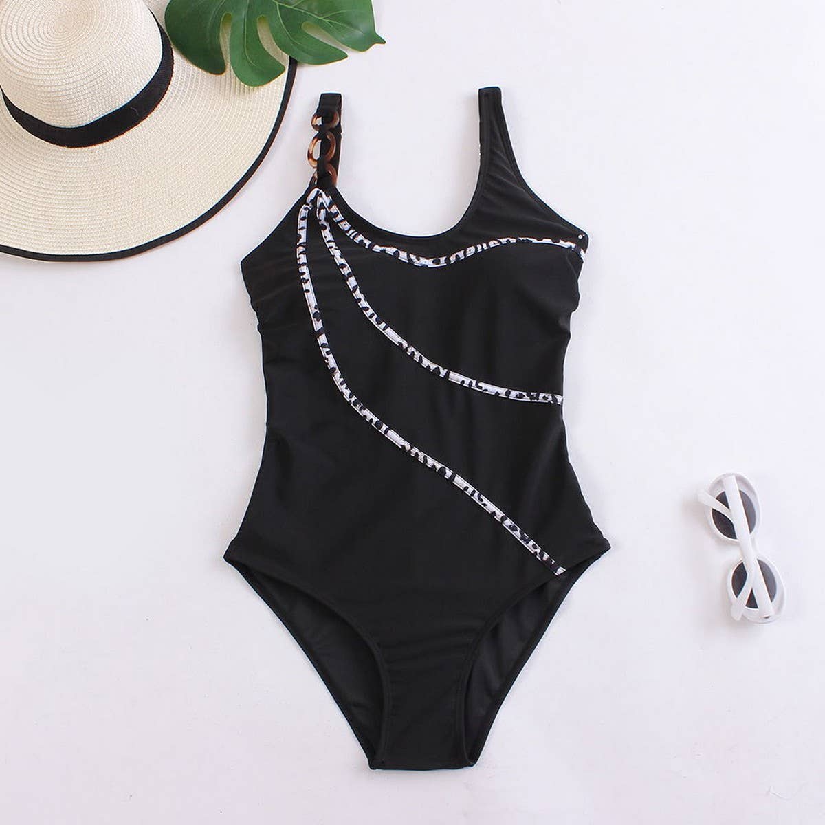 Adjustable Swimsuit With Circular Shoulder Straps_Cwmw0163