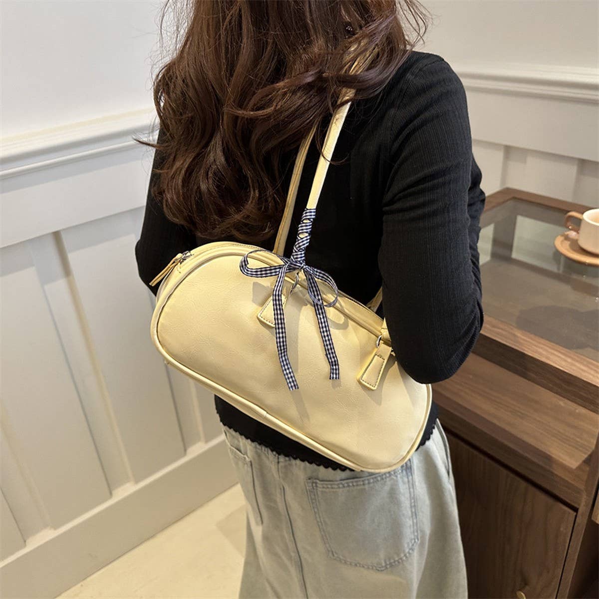 FASHION BUTTERFLY SIMPLE SOLID COLOR KNOT HANDBAG_CWAB3308